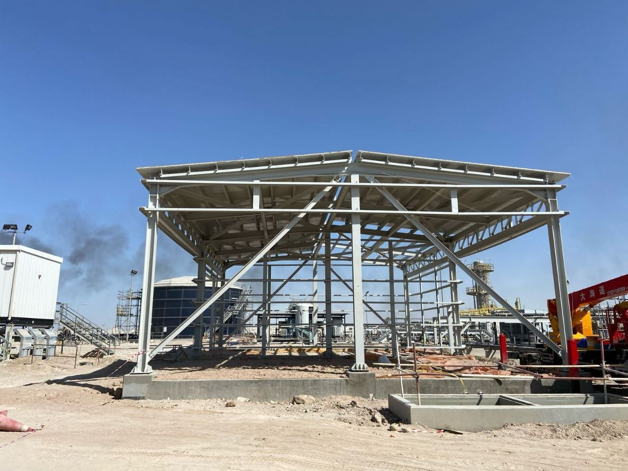 Large steel framework under construction