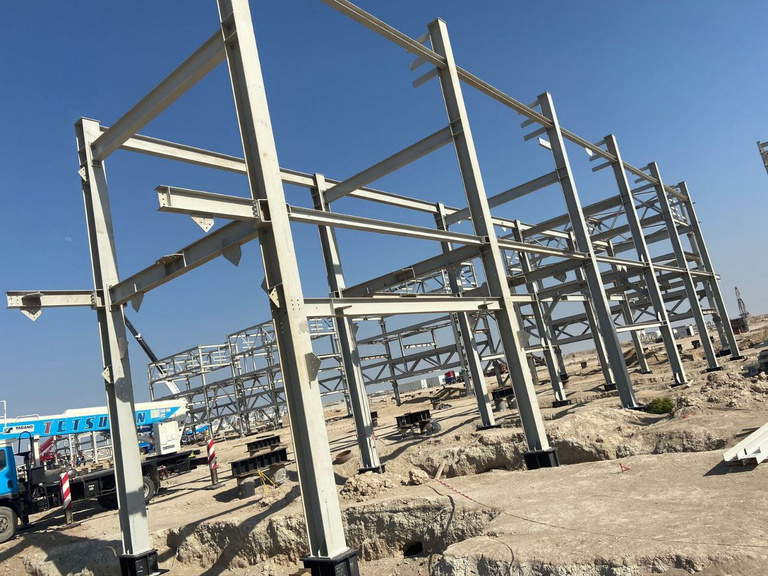 Steel framework assembly site